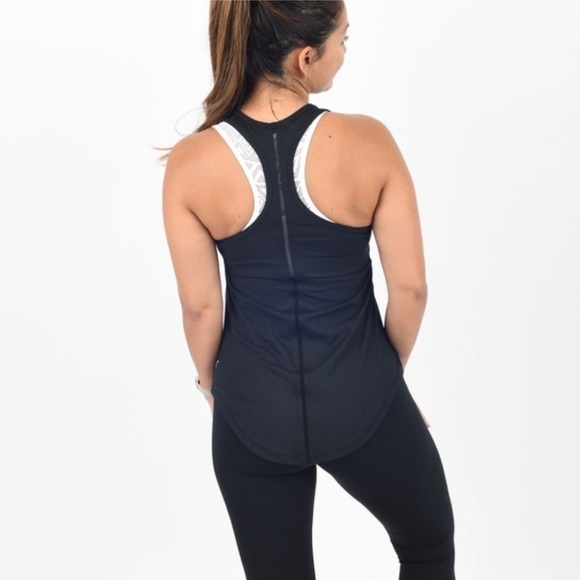 Zyia Effortless Racerback Tank Mesh Details Black Size Medium - Picture 2 of 11